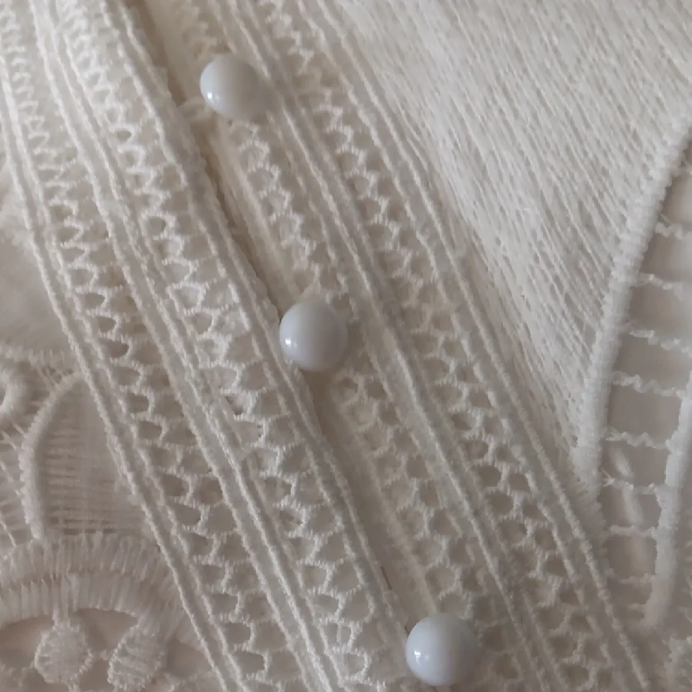 Elegant White Lace Button Down Shirt - Picture 7 of 9